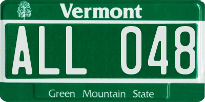 VT license plate ALL048