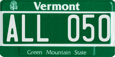 VT license plate ALL050