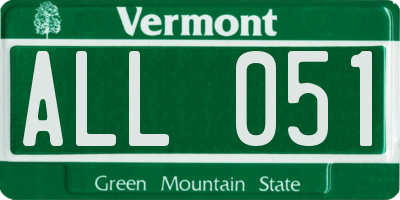 VT license plate ALL051