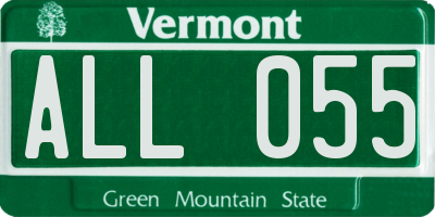 VT license plate ALL055