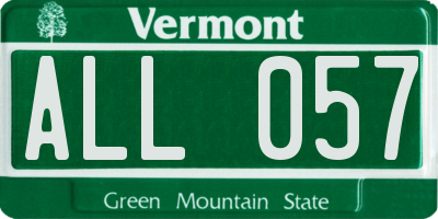 VT license plate ALL057