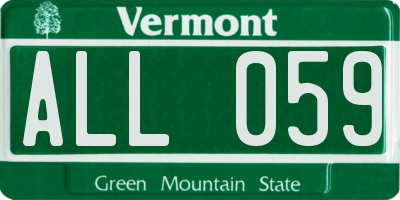 VT license plate ALL059