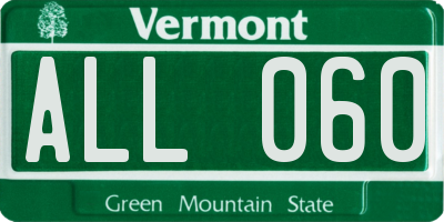 VT license plate ALL060