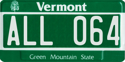 VT license plate ALL064