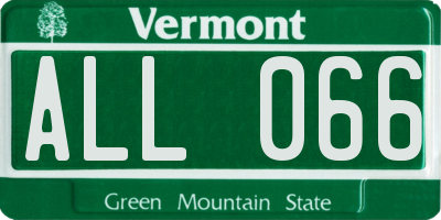 VT license plate ALL066