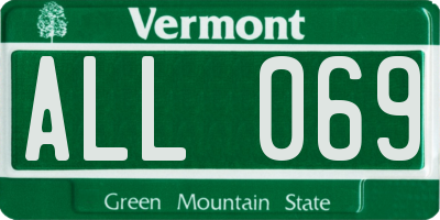 VT license plate ALL069