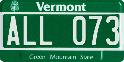 VT license plate ALL073
