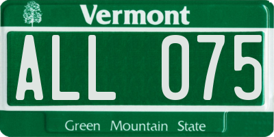 VT license plate ALL075
