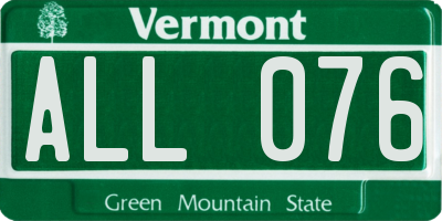 VT license plate ALL076
