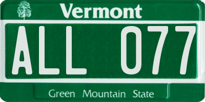 VT license plate ALL077