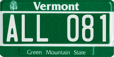 VT license plate ALL081