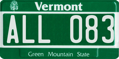 VT license plate ALL083