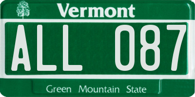 VT license plate ALL087