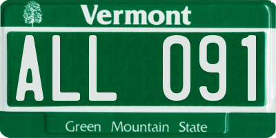 VT license plate ALL091