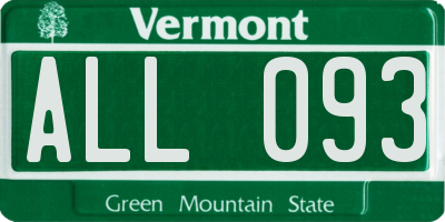 VT license plate ALL093