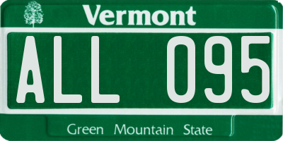 VT license plate ALL095