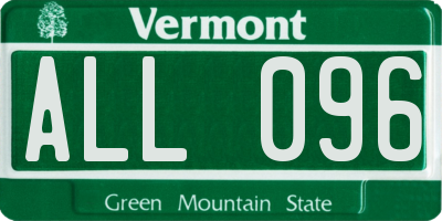 VT license plate ALL096
