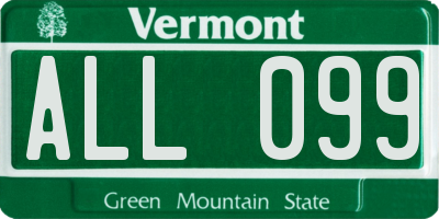 VT license plate ALL099