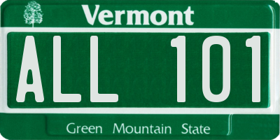 VT license plate ALL101