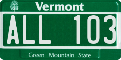 VT license plate ALL103
