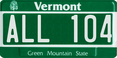 VT license plate ALL104