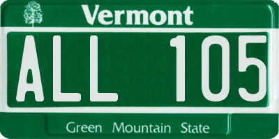 VT license plate ALL105