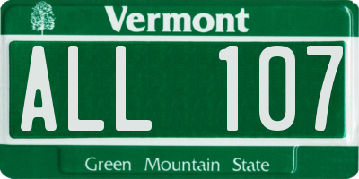VT license plate ALL107