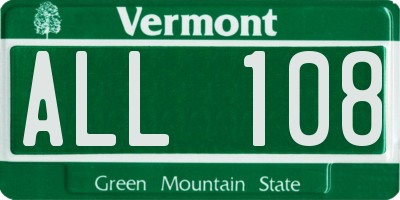 VT license plate ALL108