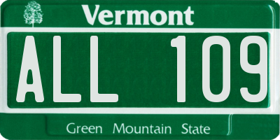 VT license plate ALL109