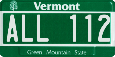 VT license plate ALL112
