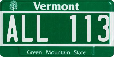 VT license plate ALL113