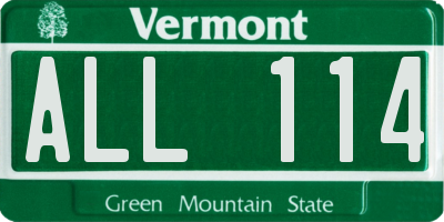 VT license plate ALL114