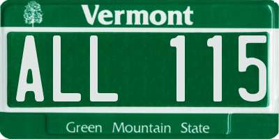 VT license plate ALL115