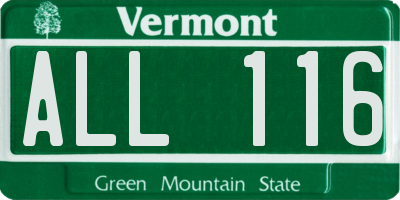 VT license plate ALL116