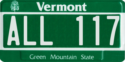 VT license plate ALL117