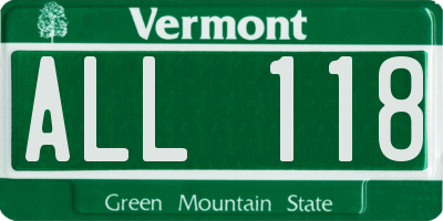 VT license plate ALL118