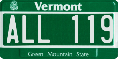 VT license plate ALL119