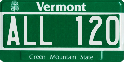 VT license plate ALL120