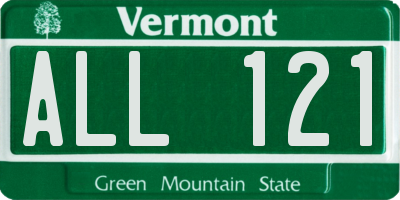 VT license plate ALL121