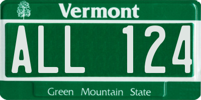 VT license plate ALL124