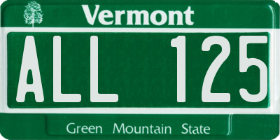 VT license plate ALL125