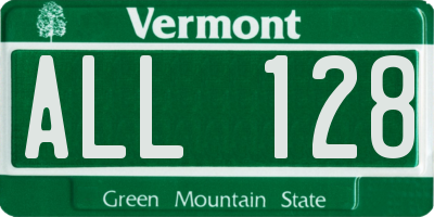 VT license plate ALL128