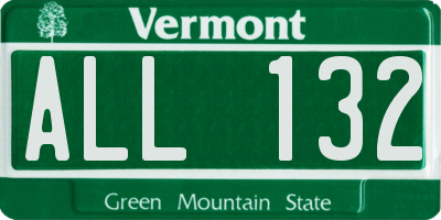 VT license plate ALL132