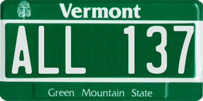 VT license plate ALL137
