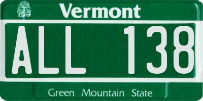 VT license plate ALL138