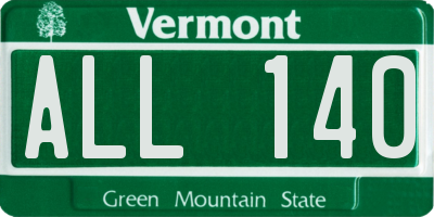 VT license plate ALL140