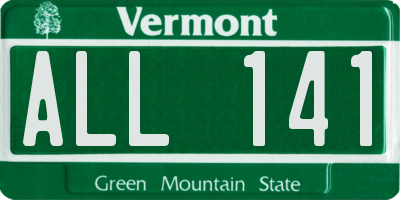 VT license plate ALL141