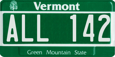 VT license plate ALL142