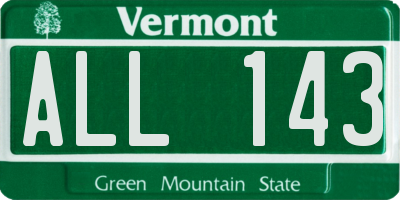 VT license plate ALL143