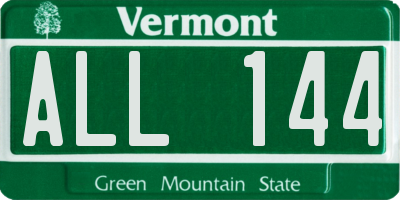 VT license plate ALL144